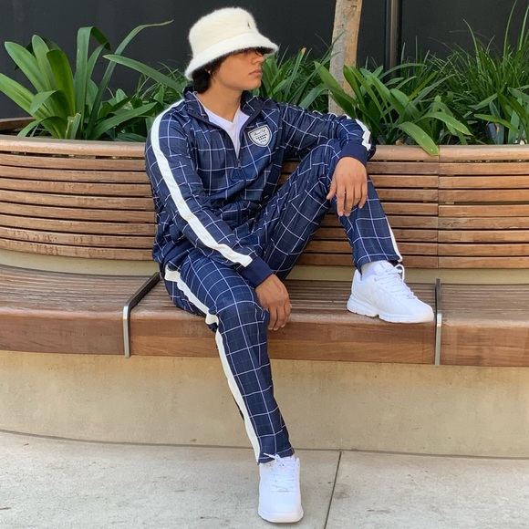 Men's Fila Navy | Teal | White Plaid Casual Outfit Set Tracksuits NWT - Picture 9 of 9